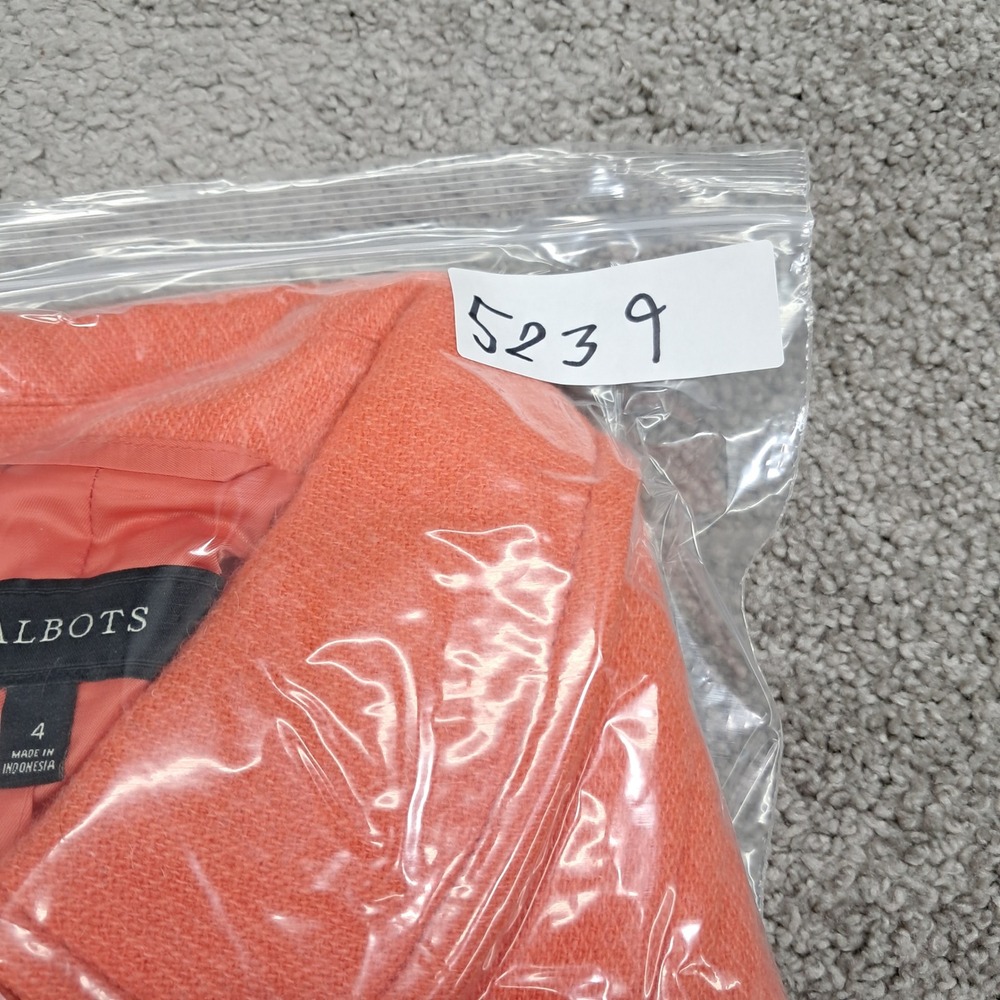 Talbots Womens Coral Orange Wool Blend Button Up‎ Jacket Blazer Size 4 ID5125 - Picture 9 of 9